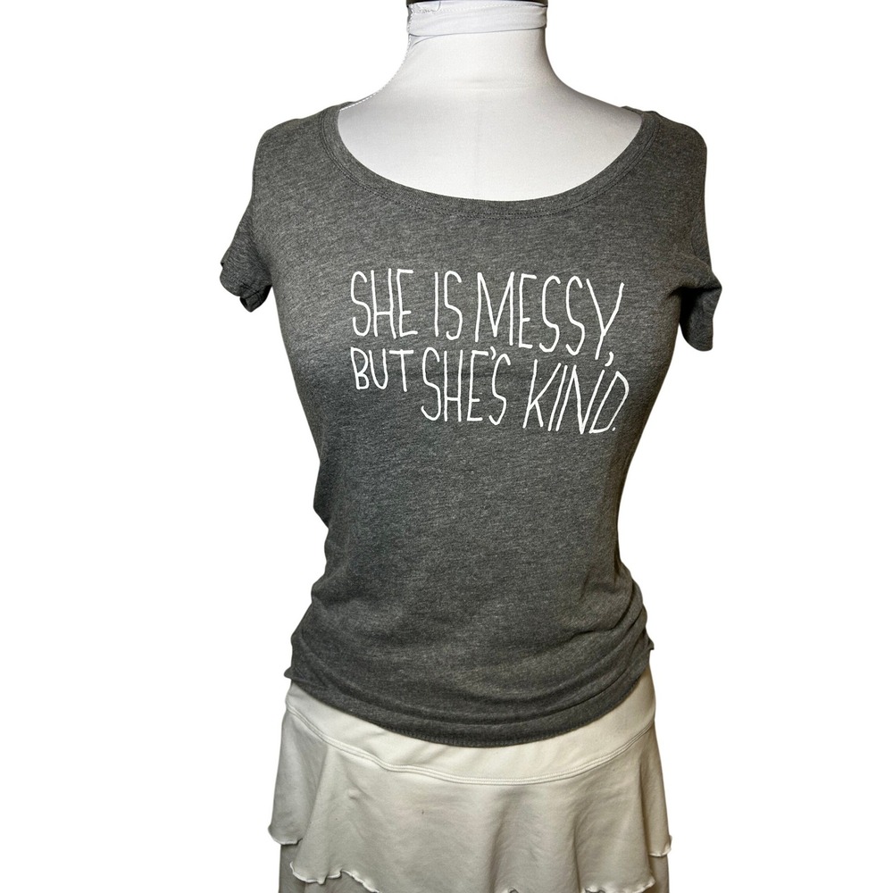 Waitress Musical Broadway Graphic Tee She Is Messy But She's Kind Gray Small